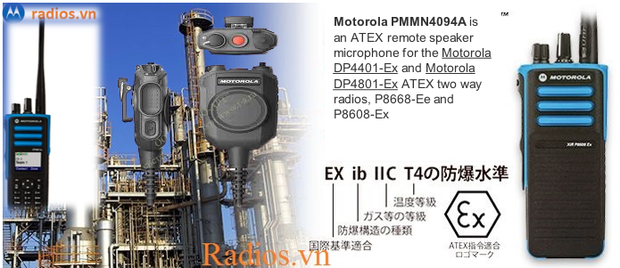 RSM PMMN4094 hay PMMN4094A dùng cho bộ đàm P8668 Ex hay P8608 Ex chống cháy nổ chuẩn atex IP67